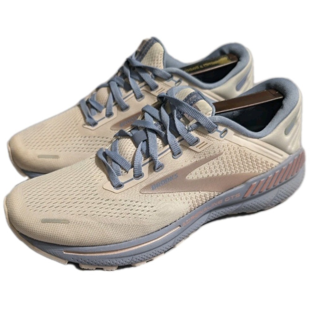 Brooks Adrenaline GTS 22 Womens Running Shoes White Blue Athletic Sneakers 9.5